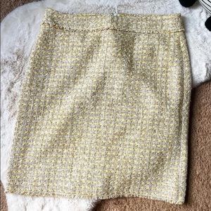 Yellow Tweed Ann Taylor Pencil Skirt